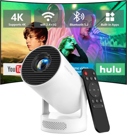 HY300 PRO Projector with Android 11, 4K Support 1080P Full HD, 160 ANSI Smart Projector, Wifi 6 & Bluetooth 5.4, 210° Rotation, Auto Keystone & Motorized Focus, Portable Projector for Outdoor/Home