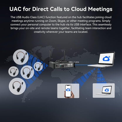Hollyland Solidcom C1 PRO 9-Users Wireless Headset Intercom System ENC Noise Cancellation with Base Station, 1.9Ghz Full-Duplex Team Communication with AB Grouping Cloud Meeting Announcement