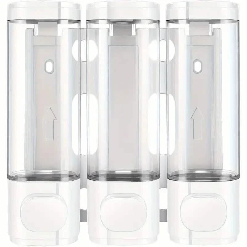3-Chamber Shower Dispenser - Wall Mounted, No Leakage, No Drill