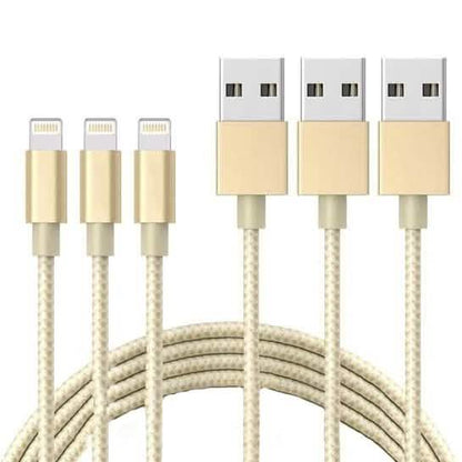 3-Pack: 10 Foot Braided Lightning Cables