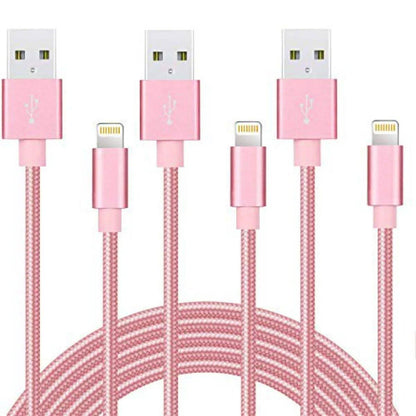 3-Pack: 10 Foot Braided Lightning Cables