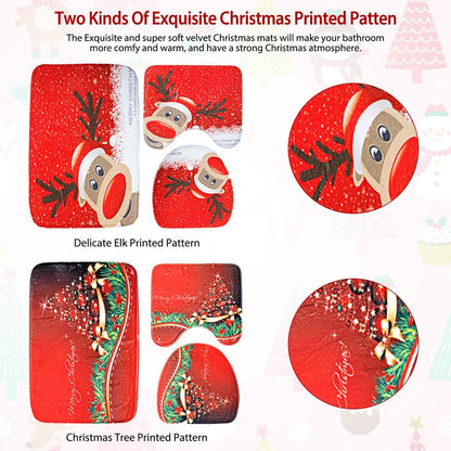 3-Pack: Christmas Bathroom Rugs Set