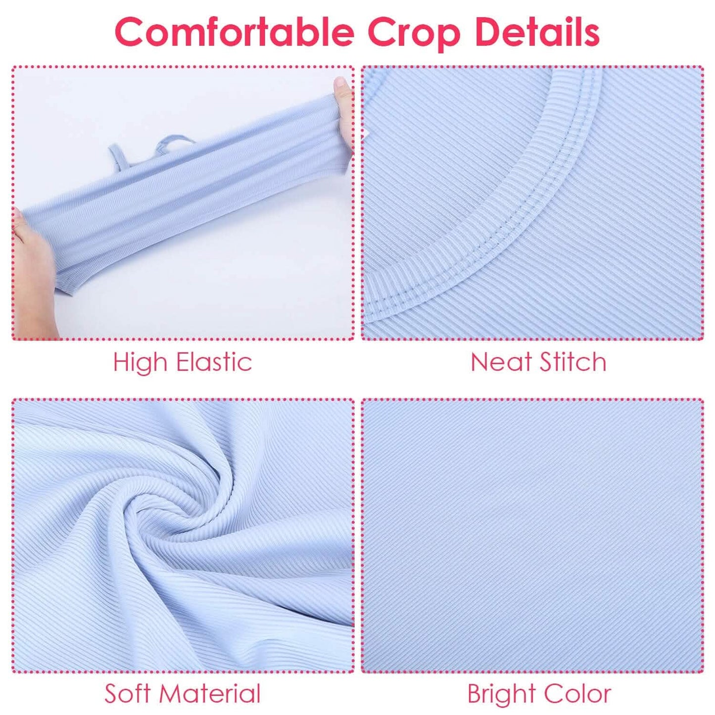 3-Pack: Women Crop Basic Tank Top Ribbed Knit Sleeveless