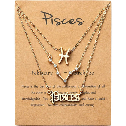3-Piece: Constellation Zodiac Layer Necklaces