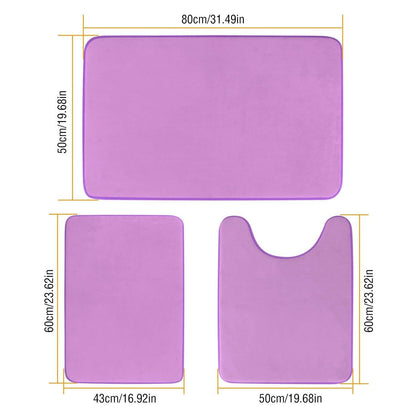 3-Piece Set: Bathroom Rug Set Plush Velvet Bath Carpet