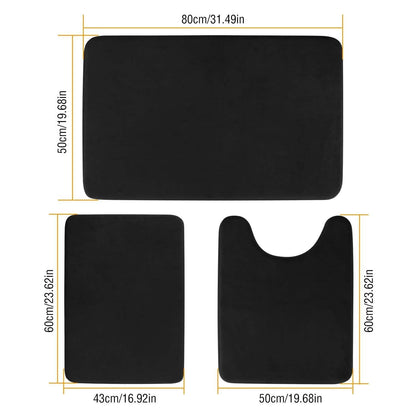 3-Piece Set: Bathroom Rug Set Plush Velvet Bath Carpet