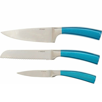 3-Piece: Valerie Bertinelli SS Metallic Knife Set