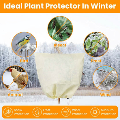 3-Pieces: Winter Plant Cover Bags with Drawstring