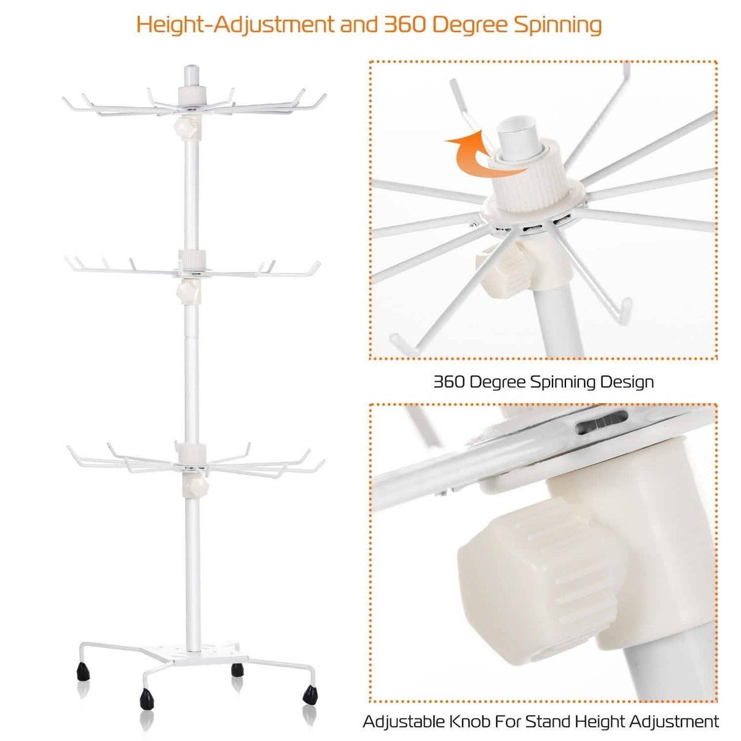 3-Tier Metal Jewelry Rack 30-Hook Necklaces Bracelets Display Stand