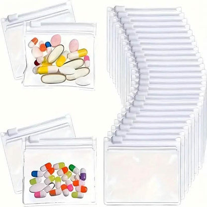 30-Pieces: Reusable Medicine Pill Bag Set