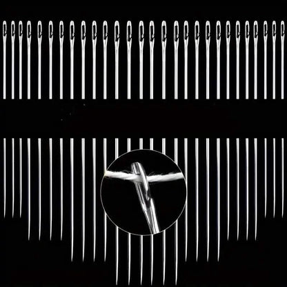 30-Pieces: Self-Threading Random Sizes Needles with Wooden Storage Tube