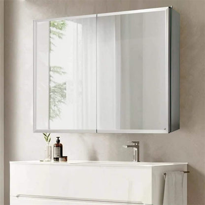 30" W X 26" H Aluminum Bathroom Mirror Medicine Cabinet with Dual Mirrors
