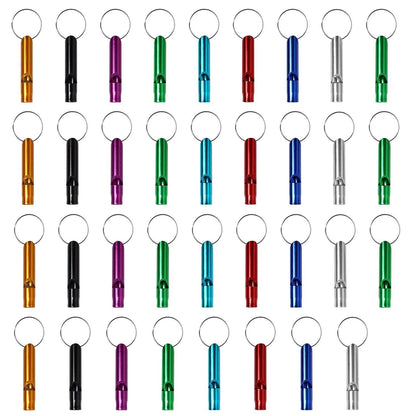 35-Pieces: Emergency Whistle Extra Loud with Key Chain Ring