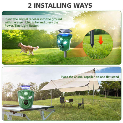 360° Electric Solar Powered Ultrasonic Repeller with Motion Sensor LED Flashing Lights