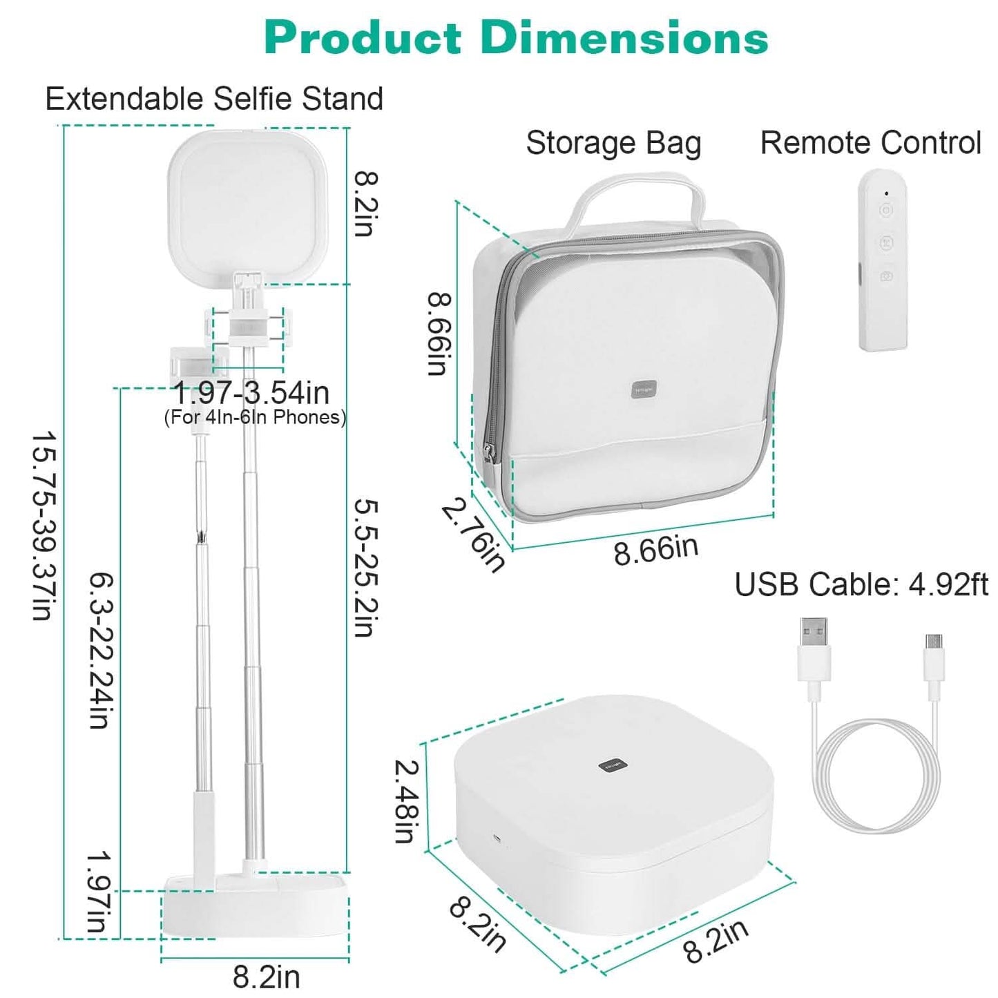 360° Rotatable Dual Phone Holder with Rechargeable Wireless Remote V8