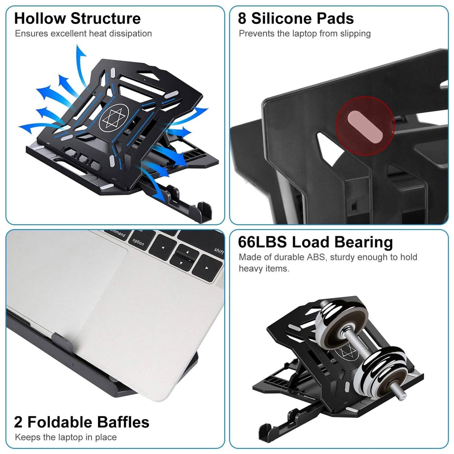 360º Rotating Laptop Riser Stand with Phone Stand 8 Level Adjustable Height
