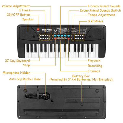 37 Keys Digital Music Electronic Keyboard Instrument with Microphone