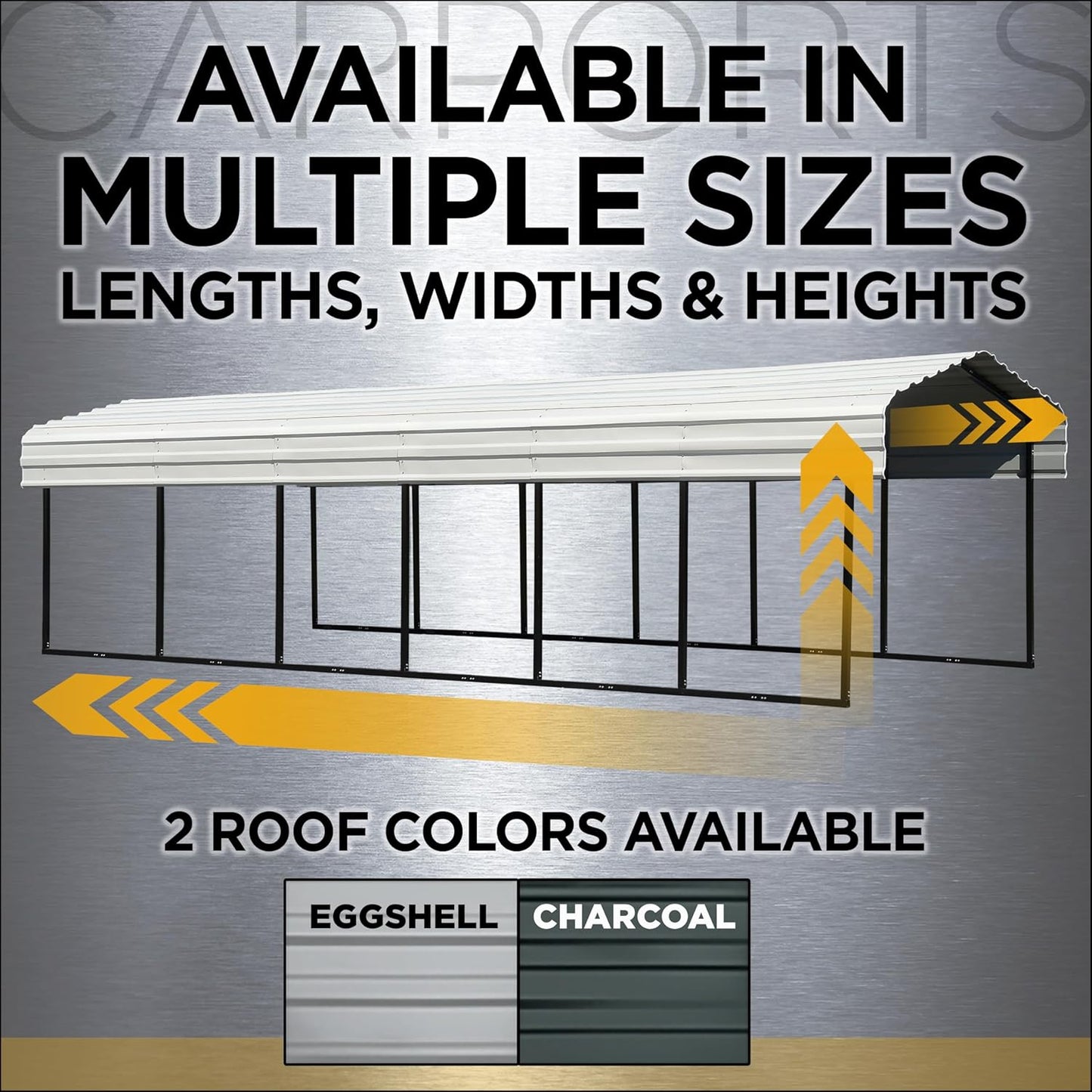 Carports Galvanized Steel Carport, RV Metal Carport Kit, 14' X 42' X 14', Charcoal