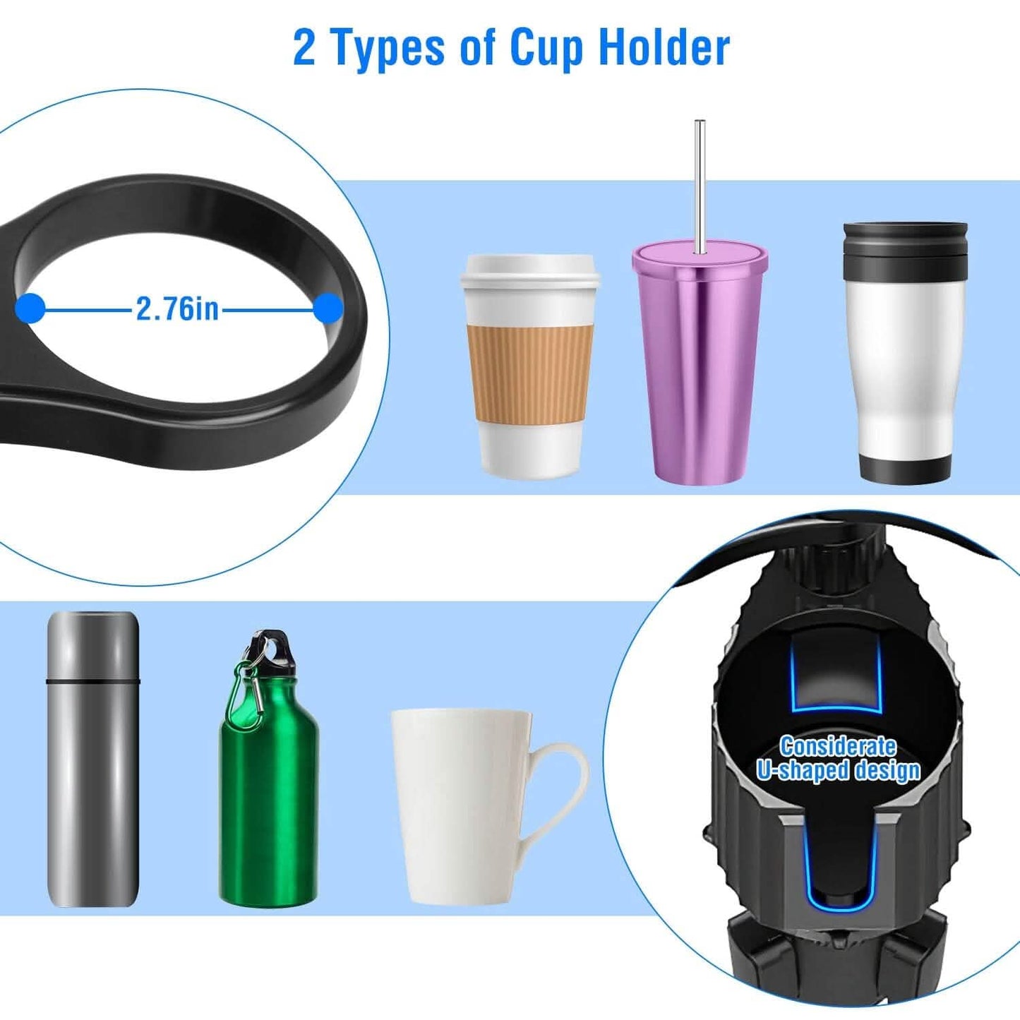 4-in-1 Car Cup Holder Tray Food Table