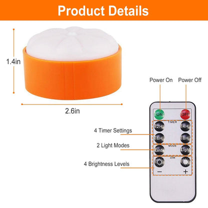 4-Pack: Halloween LED Pumpkin Lights Battery Operated with 2 Light Modes 4 Timer Setting