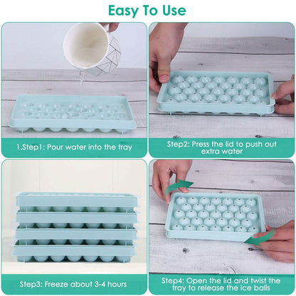4-Pack: Small Ice Cube Maker Mold with Lid Bin