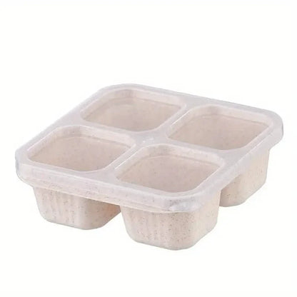 4-Pack: Snack Container With 4 Compartments, Divided Bento Lunch Box With Transparent Lids