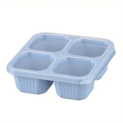 4-Pack: Snack Container With 4 Compartments, Divided Bento Lunch Box With Transparent Lids