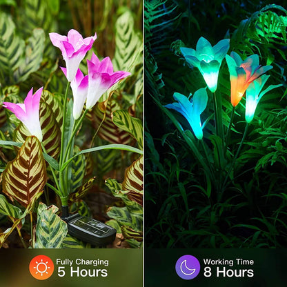 4-Pack: Solar Garden Lights Color Changing with16 Larger Lily Flowers