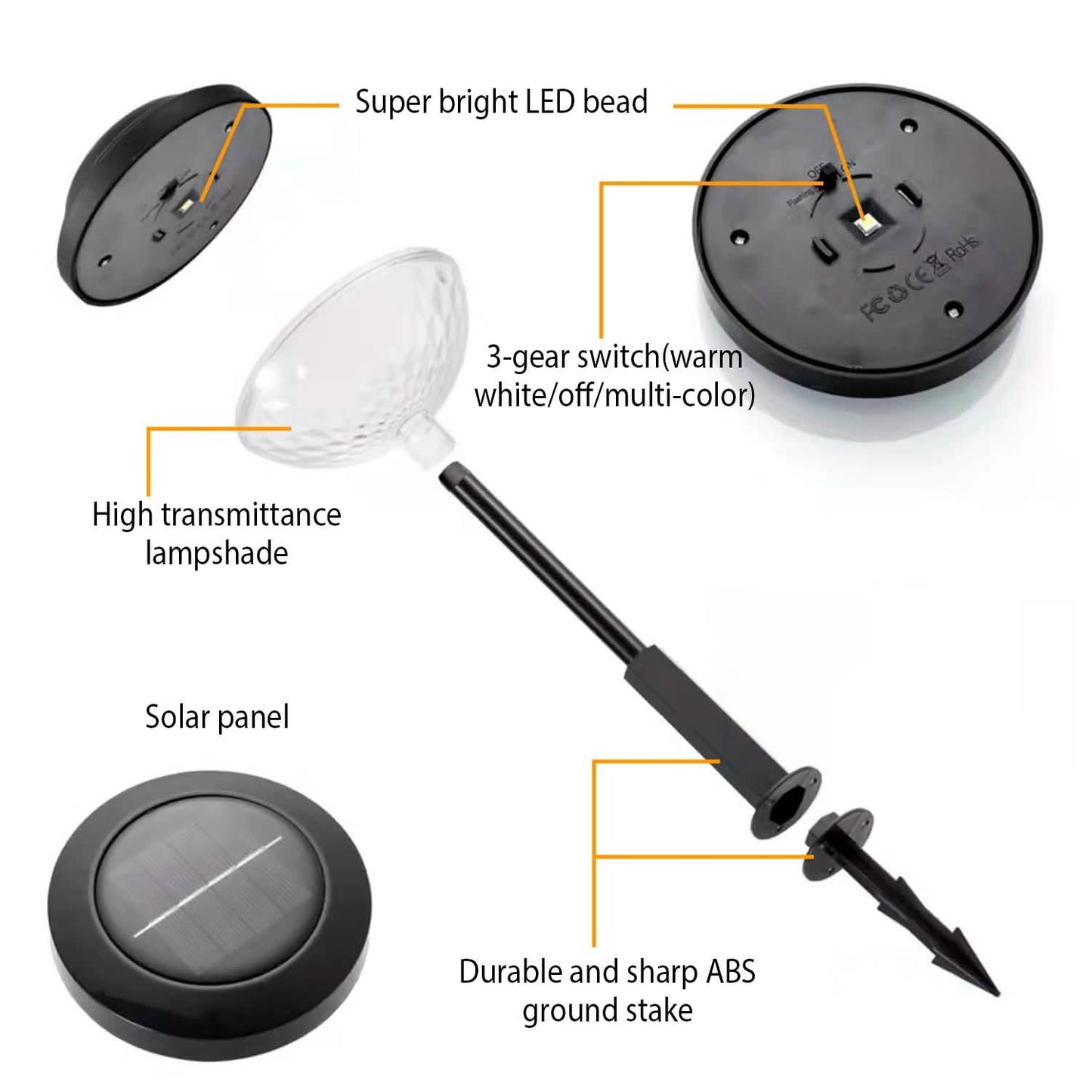 4-Pack: Solar Pathway Color Changing Garden Light