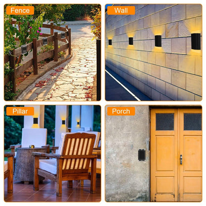 4-Pack: Solar Powered Wall Sconce Light IP55 Rechargeable Optical Sensor Lamp
