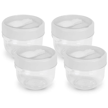 4-Piece: 20 Oz Oat Containers with Lids and Folding Spoons