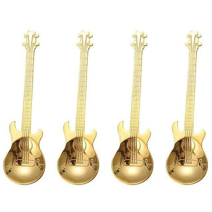 4-Piece: Guitar-Shaped Spoon Set