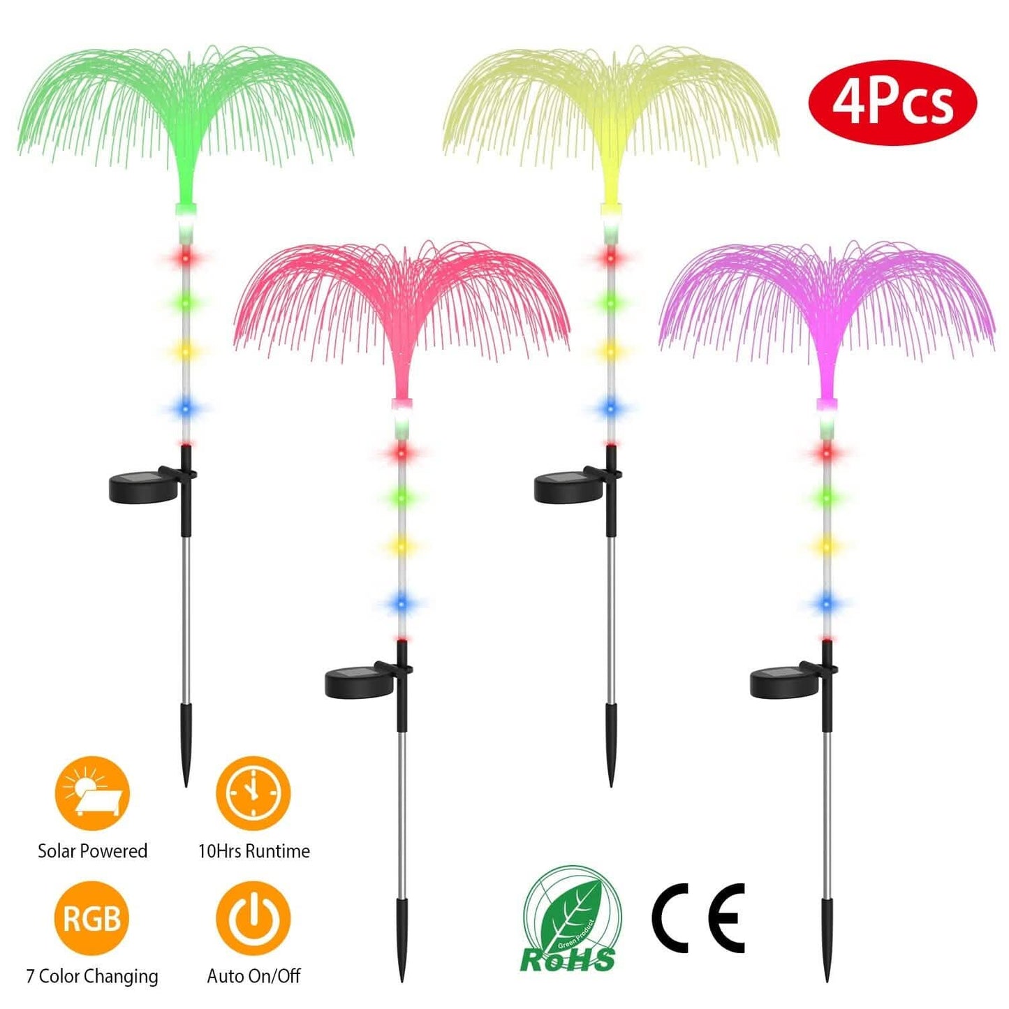 4-Piece: Solar Powered Jellyfish Lights