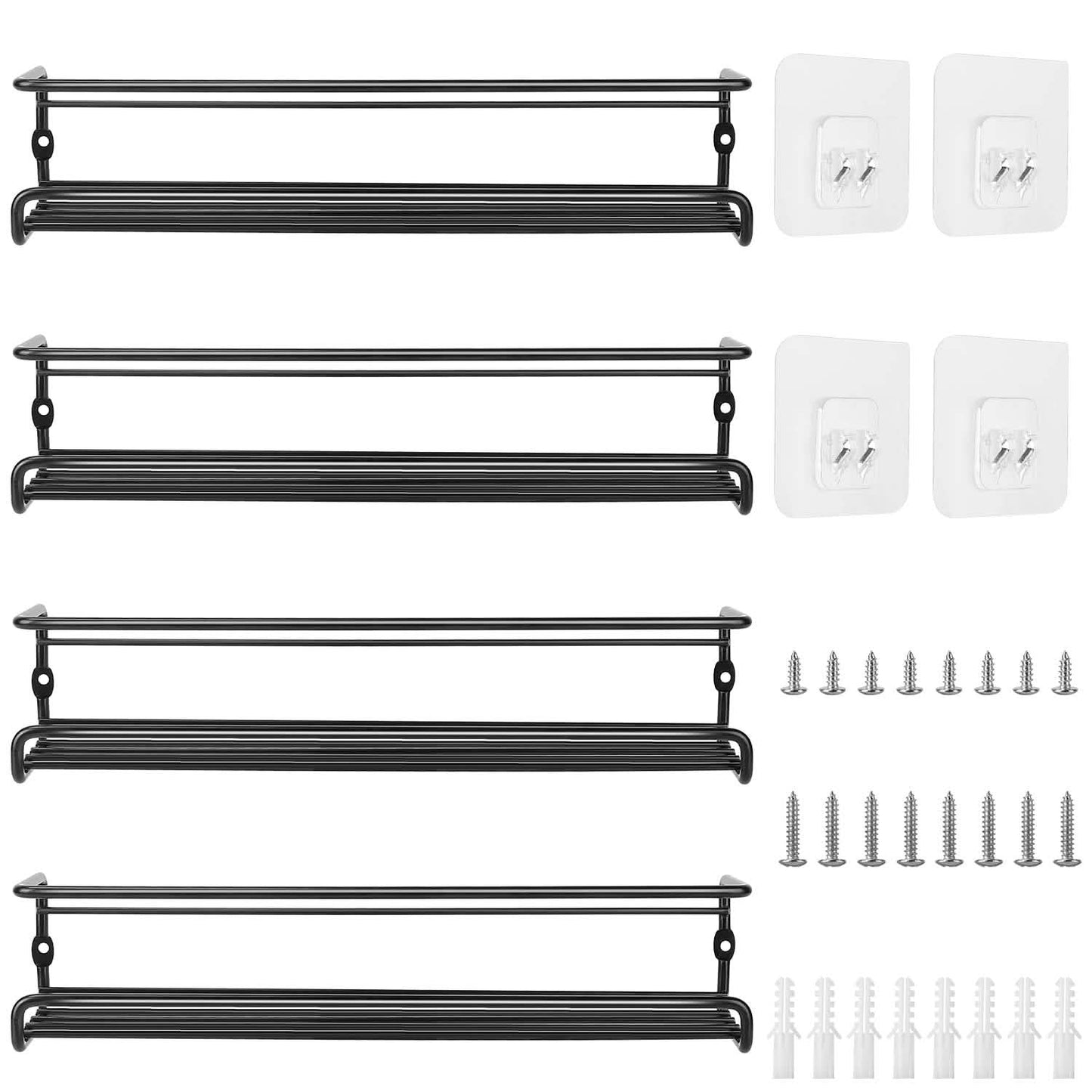 4-Piece: Wall Mount Spice Racks