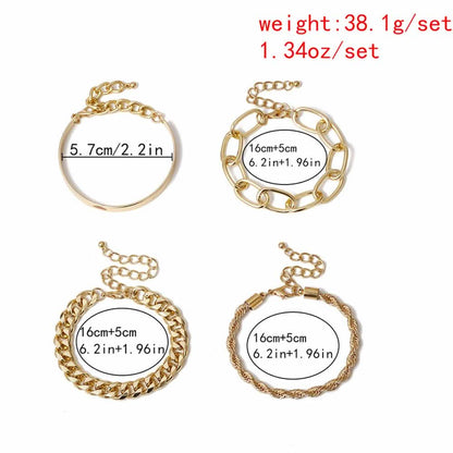 4-Piece: Women Adjustable Boho Chain Bracelets Set