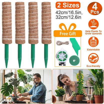 4-Pieces: Coco Coir Extendable Moss Pole for Climbing Plants