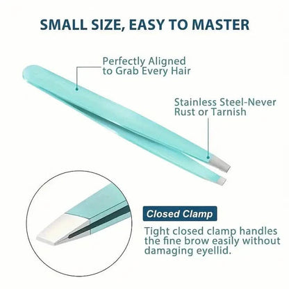 4-Pieces: Tweezers For Eyebrows, Straight, Slant, Angled and Pointy Tip