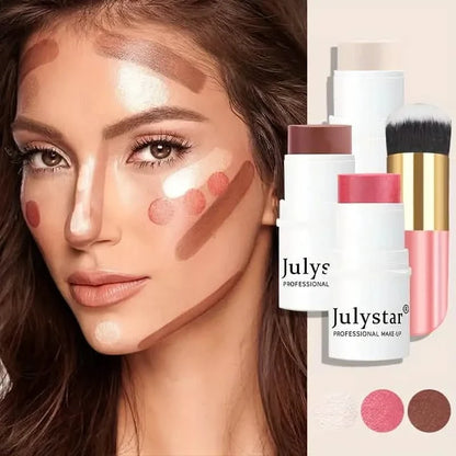 4-Pieces: Ultimate Cream Contour Kit - Seamless Blending Sticks with Highlighter, Blush & Bronzer
