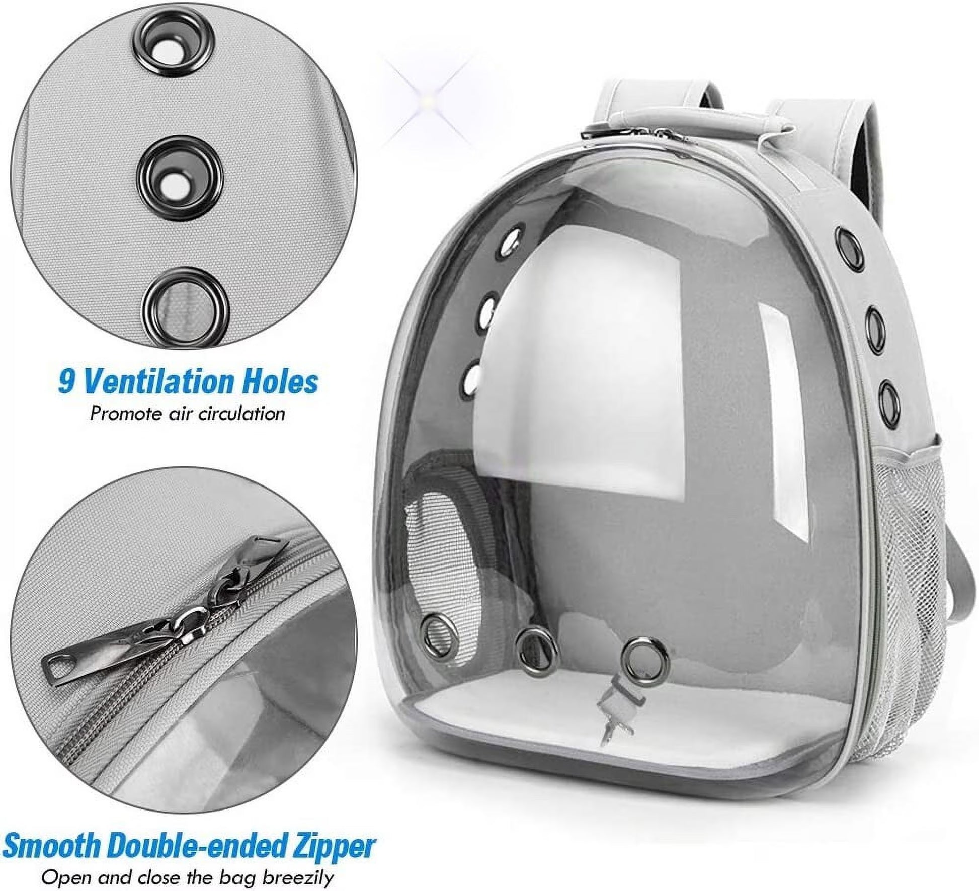 Cat Carrier Backpack, Space Capsule Pet Bag Hiking Backpack, Pets and Small Dogs, Airline-Approved for Travel, Hiking, Walking & Outdoor Use, Gray