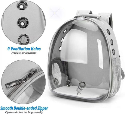 Cat Carrier Backpack, Space Capsule Pet Bag Hiking Backpack, Pets and Small Dogs, Airline-Approved for Travel, Hiking, Walking & Outdoor Use, Gray
