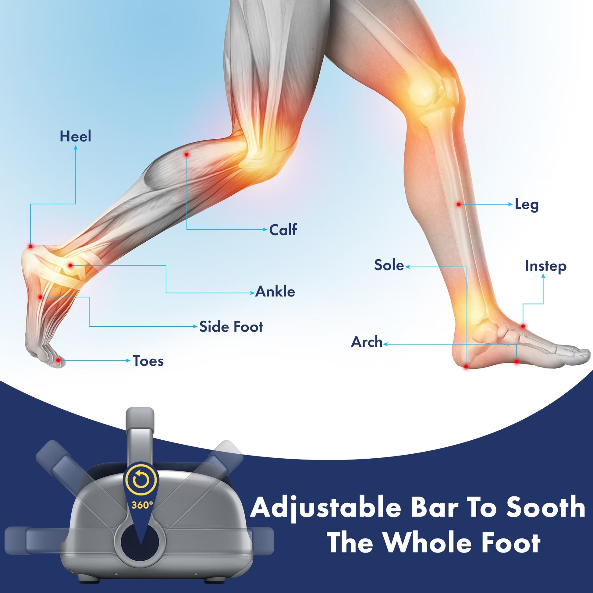 Shiatsu Foot Massager Machine - Deep Kneading, Heat Therapy, Improves Circulation, Fits up to Size 15