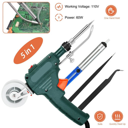 5-in-1 Automatic Hand-Held Soldering Iron Gun Kit
