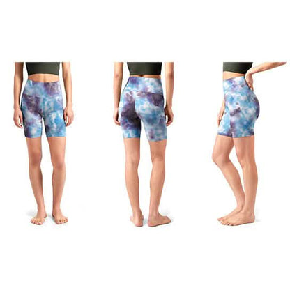 5-Pack: Women's High Waisted Tie Dye Athletic Biker Shorts