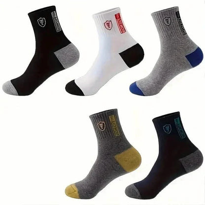 5-Pairs: Stylish Breathable Warm Crew Socks For Men