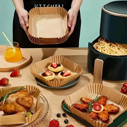 50-Pieces: Disposable Paper Liners For Air Fryer Suitable For 2 - 8 Quarts