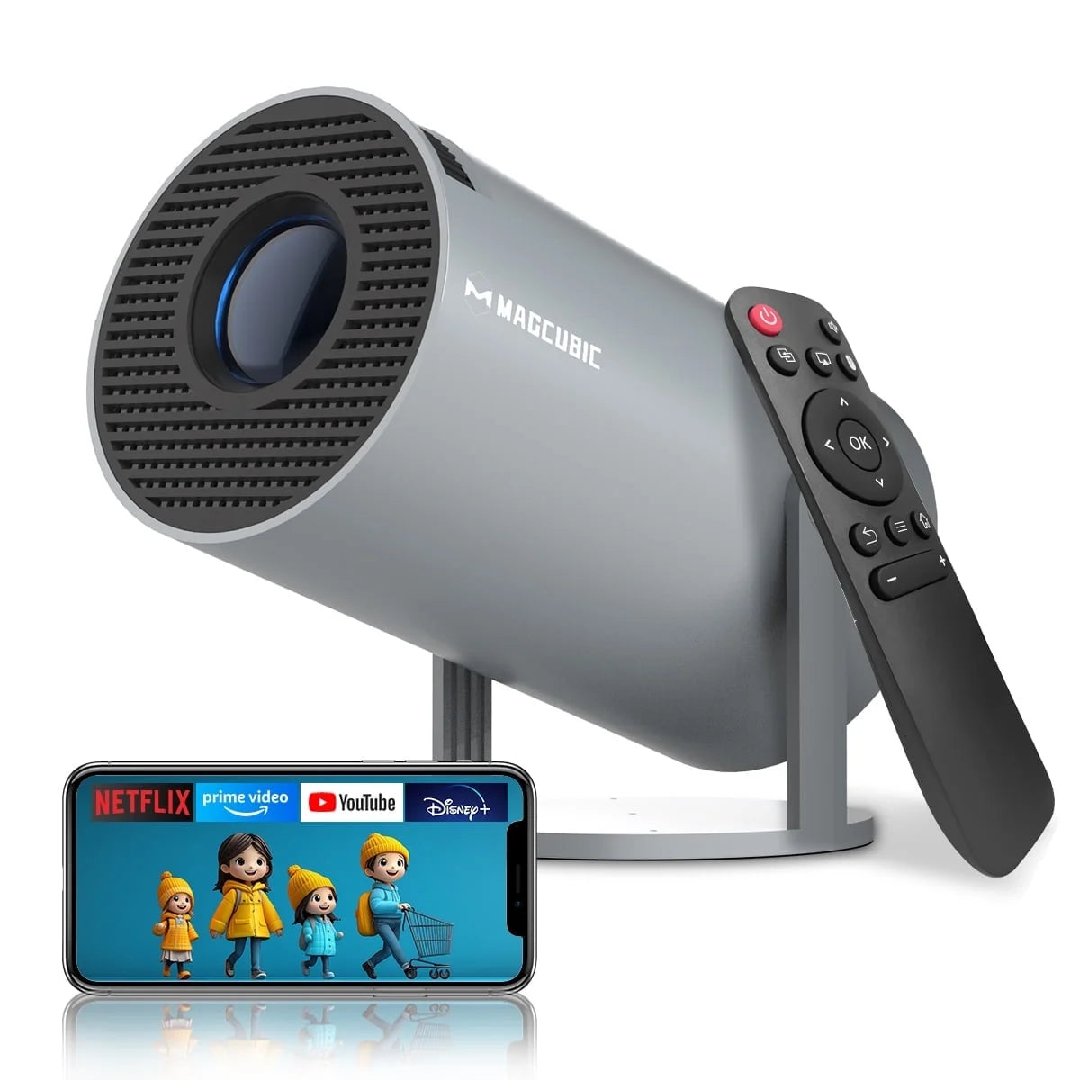 Projector 8K 1080P Support with Wifi 6 and BT 5.4, Portable Mini Projector, Auto Keystone, 180° Rotatable Home Theater, HY300 Pro 2026 Upgraded