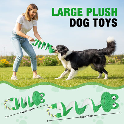Interactive Squeaky Dog Toys with Pull Rope, Large Dog Tug of War Toy, Plush Puppy Chew Toys for Dental Health, Great for Small, Medium and Big Dogs