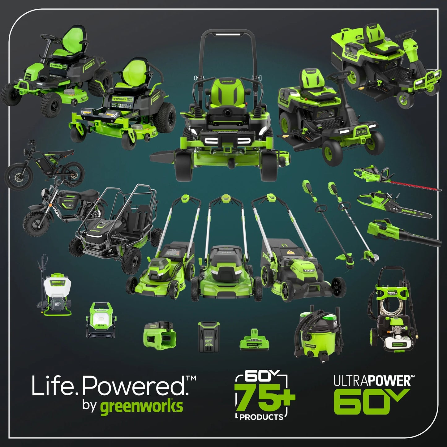 60V 30" Crossovert Riding Lawn Tractor + (2) 8.0 Ah, (2) 4.0 Ah Batteries & 600-Watt Charger 7421902