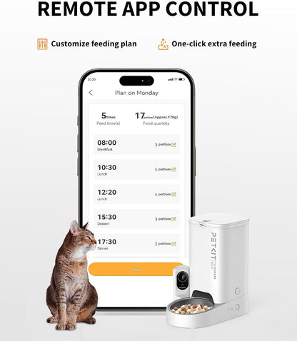 Automatic Cat Dog Feeder with 1080P HD Camera+1.85L Wireless Pump Pet Water Fountain Dispenser, 2.4Ghz Wifi and 2-Way Audio Pet Feeder Food Dispenser, App Control/Wide Angle/Night Vision Feeder
