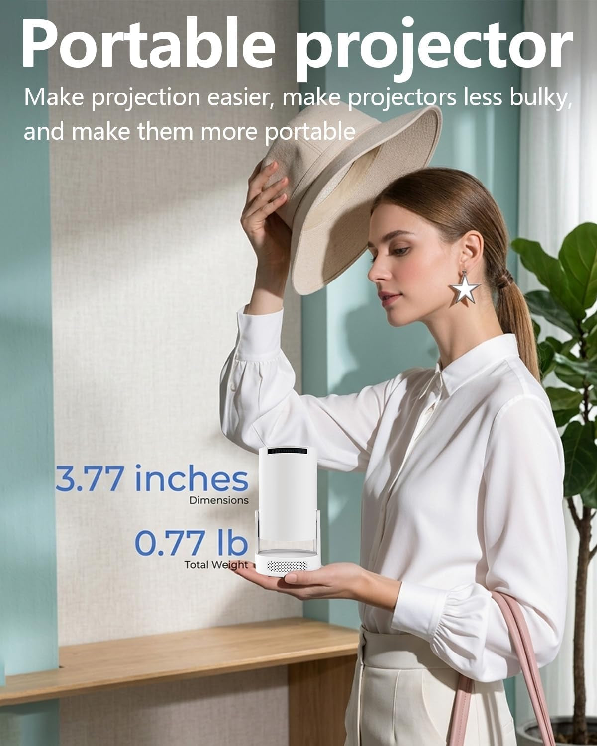 HY300 PRO Projector with Android 11, 4K Support 1080P Full HD, 160 ANSI Smart Projector, Wifi 6 & Bluetooth 5.4, 210° Rotation, Auto Keystone & Motorized Focus, Portable Projector for Outdoor/Home